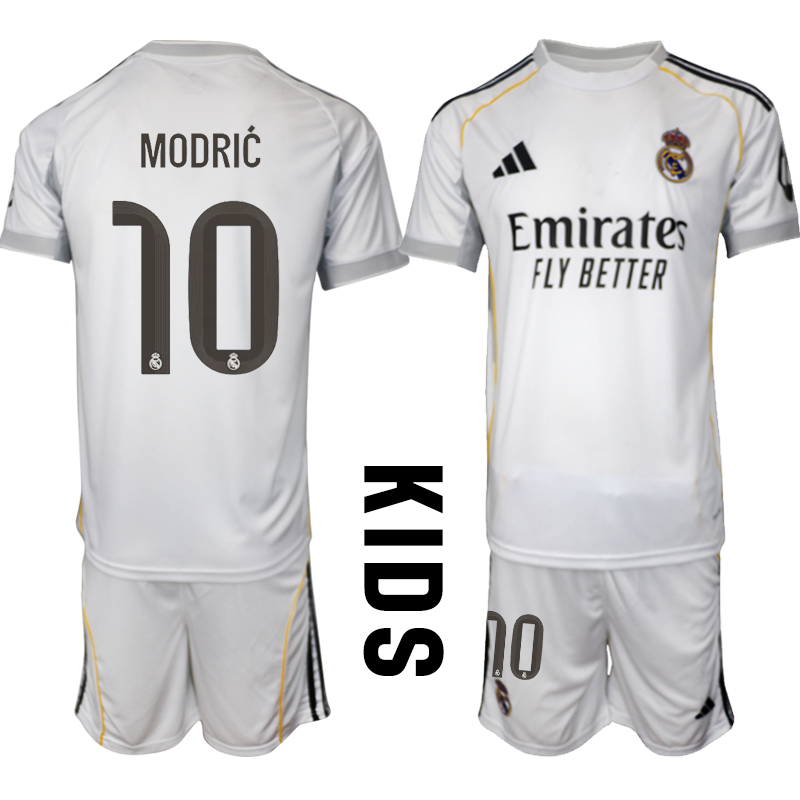 Youth 2025-2026 Club Real Madrid home white 10 Soccer Jersey 01